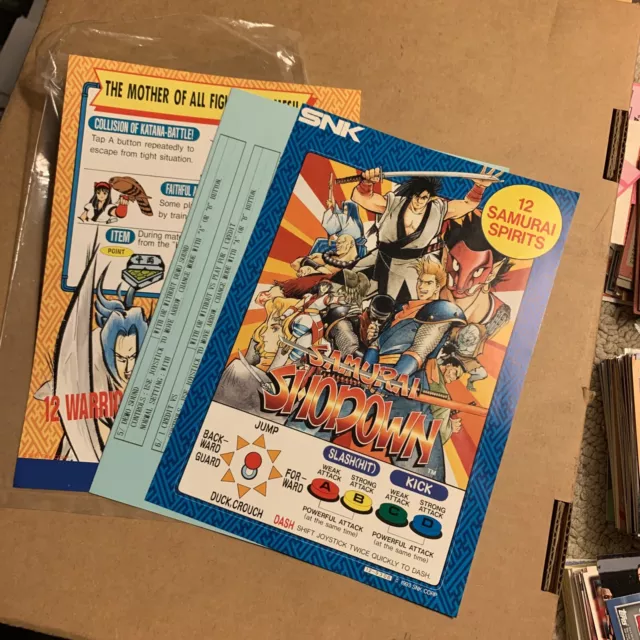 Original old  Instruction Card Set Samurai Shodown ARCADE video GAME Neo Geo