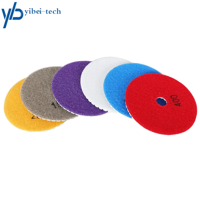 7 Pieces Diamond Polishing Pads Wet/Dry Set For Concrete Marble 4 Inch