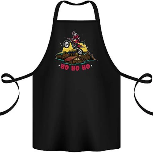 Christmas Santa Motocross Dirt Bike Cotton Apron 100% Organic
