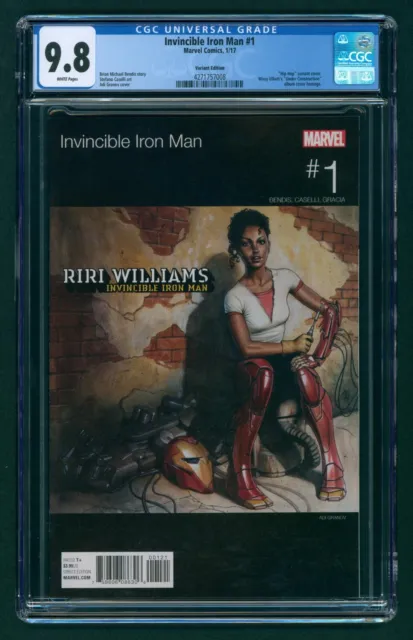 Invincible Iron Man #1 (2017) Hip Hop Variant CGC 9.8 White! Riri Willliams!!