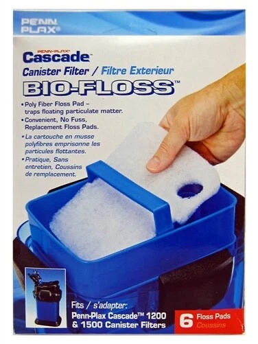 Penn-Plax Cascade Bio-Floss Replacement Poly Fiber Floss Pads, 6 Pack, White