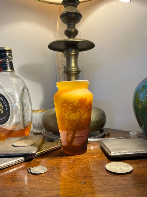Réplique vase en verre après Galle après Gallé copie style antique c1