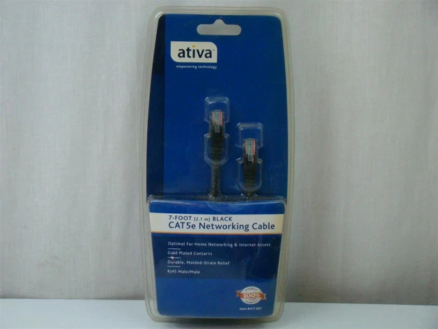 Ativa 7-foot Noir CAT5e de Réseau Câble RJ45 Mâle 417-807