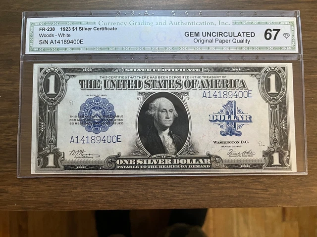 FR-238- 1923 $1 Silver Certificate Large Note- Gem 67