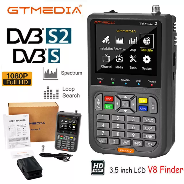 GTMEDIA V8 Sat Finder Meter Satellite HD DVB-S/S2/S2X TV Signal Meter 3.5''LCD