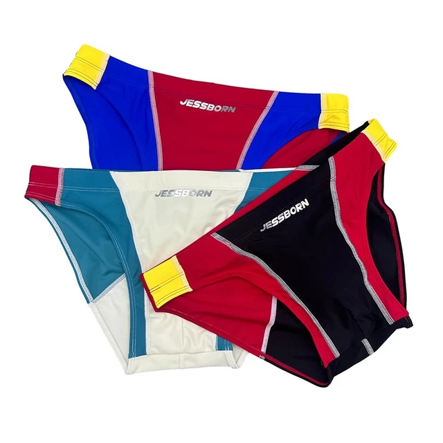 Slip costumi da bagno da uomo borsa nuoto pantaloncini da spiaggia in pelle nero rosso