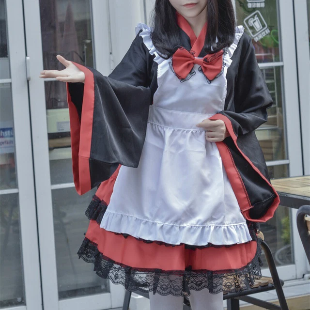 FILLE LOLITA ROBE Dentelle Servante Japonais Miko Costume Manche Kimono Sorciere EUR 31 59 PicClick FR
