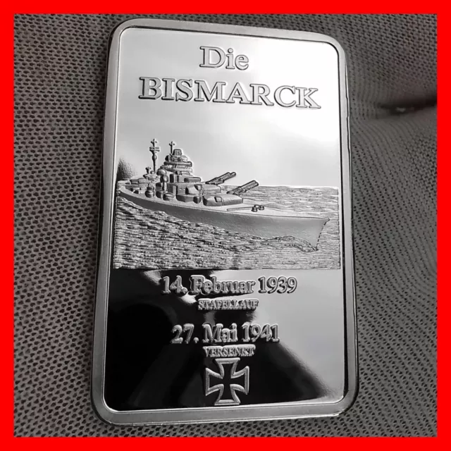 1 Unze Münze Bismarck Schlachtschiff Wk Ii Medaille Silber Auflage