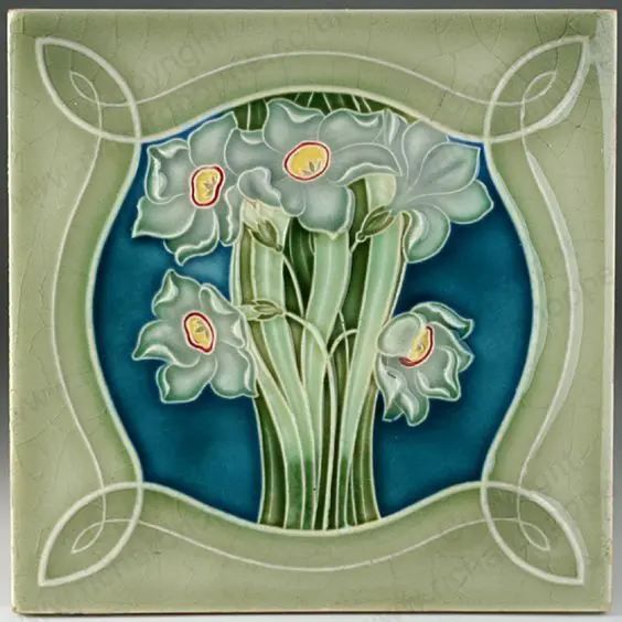 Art Nouveau Vintage Ceramic Tile Rare Reproduction Majolica Alfred Meakin UK