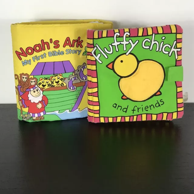 Bundle Of Two Soft Baby Books: Noah Ark Bible Story & Fluffy Chick And Friends