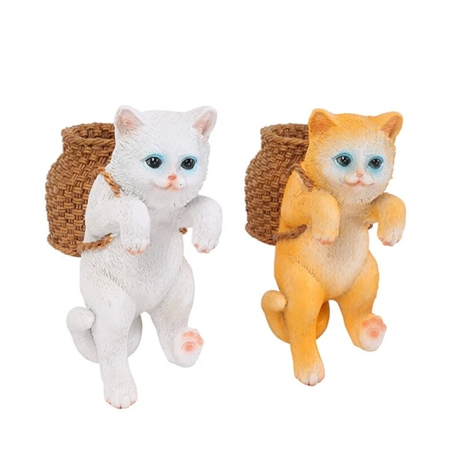 Mini Cat Statue Decor Aquarium Tanks Cat Figurines Ornament Fence Statues