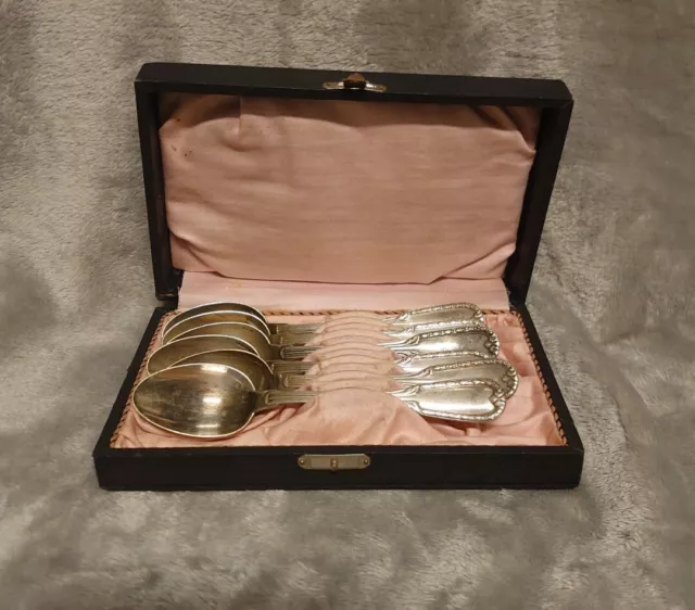 Coffret 6 cuillères en métal argenté Française orfèvre Adolphe Boulenger
