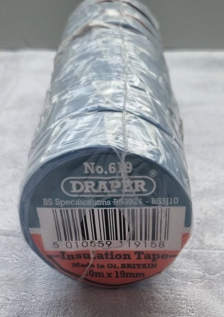 Draper n. 619 8 rotoli X 10 m 19 mm nastro isolante blu nuovo e sigillato