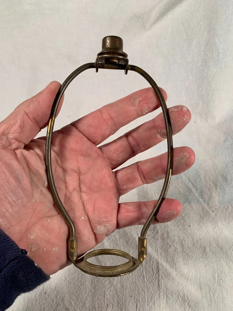 Vintage 6&5/8" Tall- Electric Table Lamp Brass Screw on Socket Harp w Finial