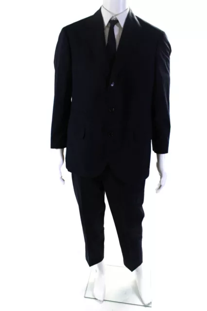 Brunello Cucinelli Mens Buttoned Collared Blazer Pants Suit Set Navy Size EUR52