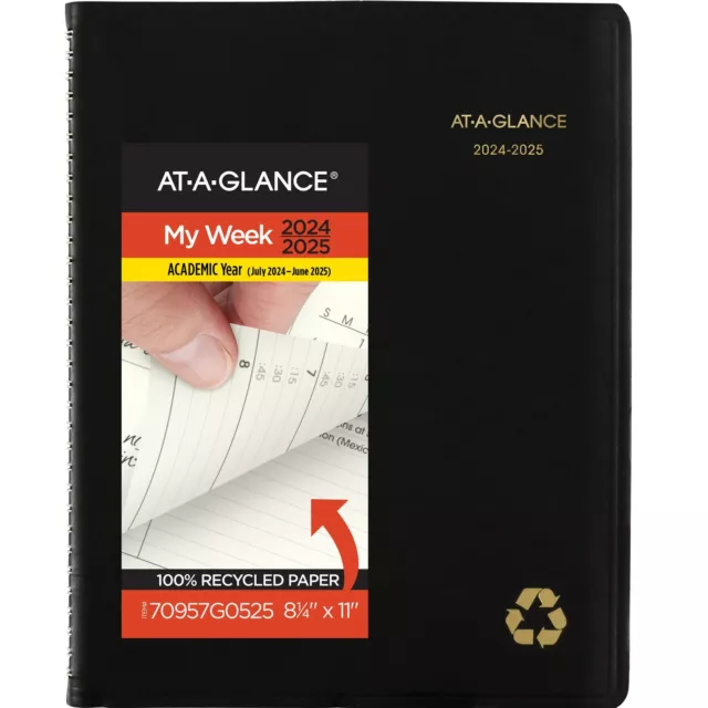 AT-A-GLANCE Recycled Academic 2024-2025 Weekly Monthly Appointment Book Planner