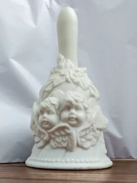 Vintage White Porcelain/Bisque Cherub Floral Bell~ Magic Creations