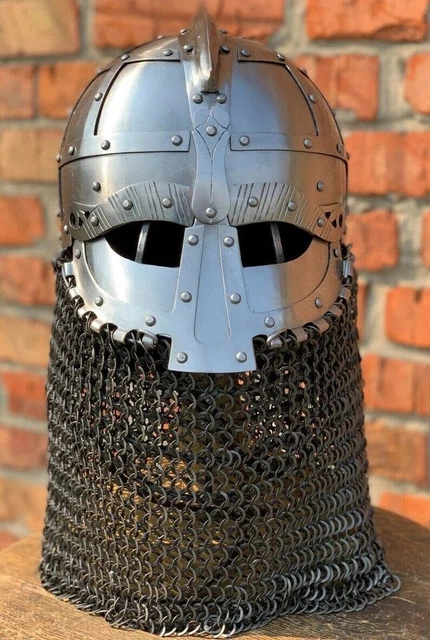 Medieval Steel Viking Vendel Helmet With Chainmail, SCA/ LARP Helmet Best Gift