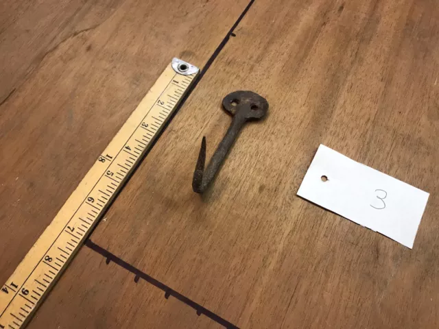 Antique Blacksmith 17th 18th Century Made Wrought Iron Meat Hook Coat Hook