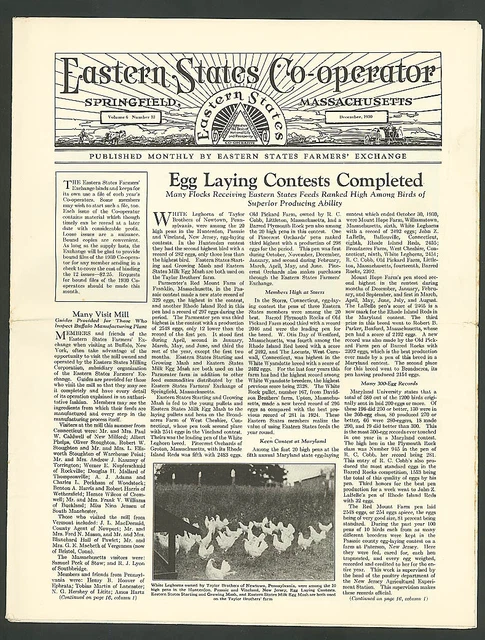 Egg Laying Contests Eastern States Co-operator 12/1930