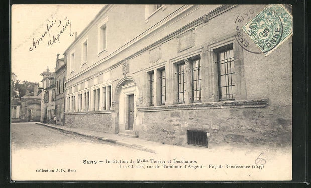 CPA Sens, Institution de Melles Terrier et Deschamps, Rue du Tambour d´Argent