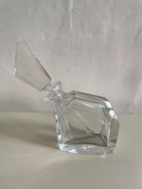 Art Deco Style Desna Czech Crystal Faceted Clear Decanter Geometric Bottle