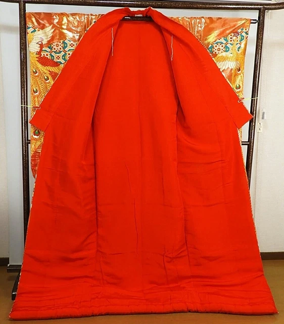 Japanese Kimono Uchikake Luxurious Wedding Embroidery Pure Silk Peafowl K482 3