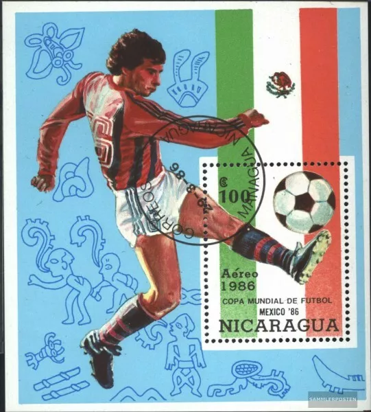 Nicaragua Block167 (kompl.Ausg.) gestempelt 1986 Fußball-WM ´86, Mexiko