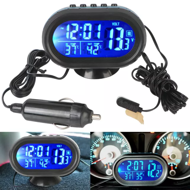 Auto 12V LCD Uhr Digital Thermometer Temperaturmesser Voltmeter Alarm  Monitor