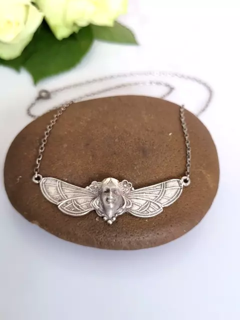 Traumhaftes antikes Collier Silber 800, Jugendstil um 1900, zauberhaftes Motiv