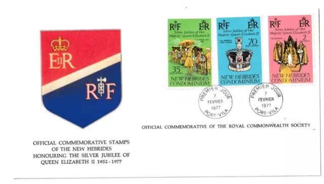 7/2/1977 New Hebrides Condominium FDC - Silver Jubilee of Queen Elizabeth II