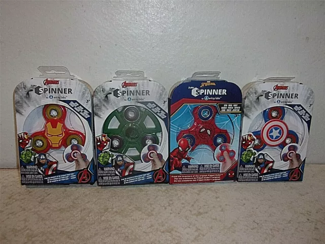 (4) Marvel Avengers Zuru Fidget Spinners - Spiderman/Hulk/Iron Man/Cap. America