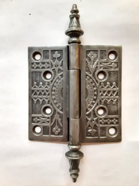 1 Antique vintage cast iron victorian steeple top 4" x 4" door hinge