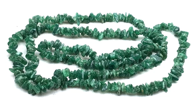 Fashion Necklace Natural Green Aventurine Gemstone Chip Bead Long NO OFFERS