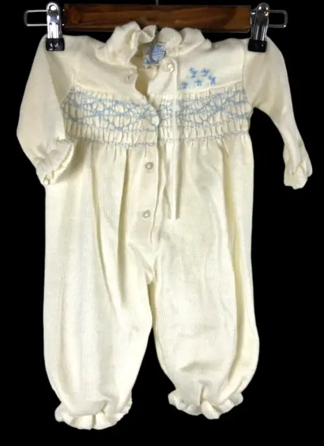Vtg Nanette JCPenney Baby Knit Outfit Sweater Hooded Newborn NB Embroidered Bird
