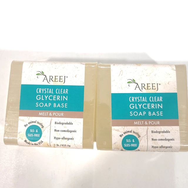 Base de jabón de glicerina 100 % natural cristalina Areej - estilo derretir y verter 2 lb