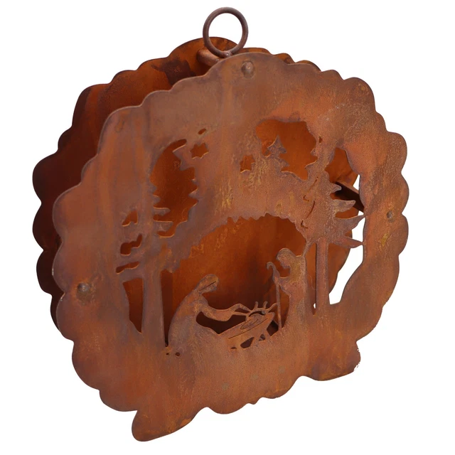 WEIHNACHTSDEKO KRIPPE 3D Teelichthalter Edelrost Deko Weihnachten ...