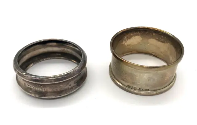 2 English Sterling Silver Napkin Rings Made In Birmingham 1920 And 1970 (MG112A)