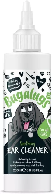 BUGALUGS Ear Cleaner & Wipes, Dog & Cat Ear Care Cleaner Softens & Removes Wax