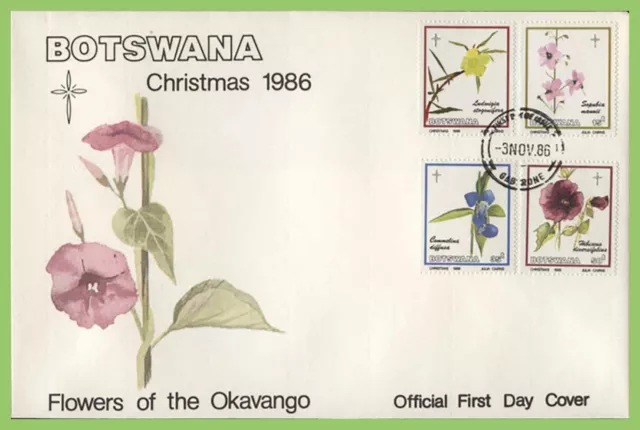 Botswana 1986 Flowers of The Okavango, Christmas set on First Day Cover