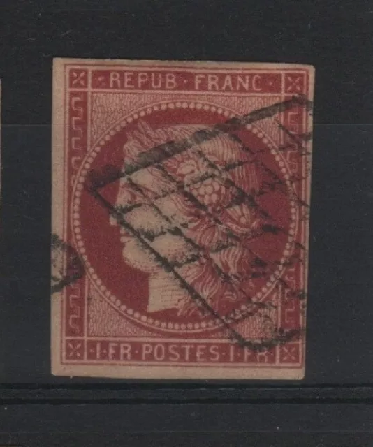 Frankreich Stamp Briefmarke Yvert N° 6 " Ceres 1F Karmin 1849 " Gestempelt Signe