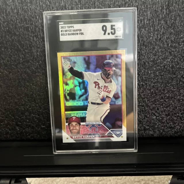 2023 Topps BRYCE HARPER #3 Gold Rainbow Foil Philadelphia Phillies 524 SGC 9.5