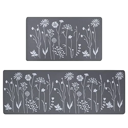Rempry 2 Pcs Kitchen Rugs and Mats Cushioned Anti-Fatigue Floor Mat PVC Non-S...