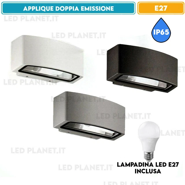 Plafoniera Stagna Applique Per Esterno Ip65 Giardino Doppia Luce E27 Lampada Led