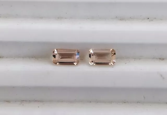 Émeraude Naturel Coupe Pêche Morganite Paire Octogone Desseré Gemme 6x4 MM