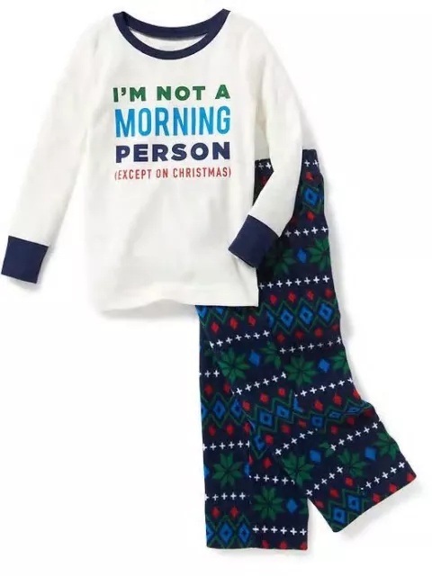 Nwt 6-12 Mon. ❤️ Old Navy Not A Morning Person Pjs Fair Isle Christmas Pajamas