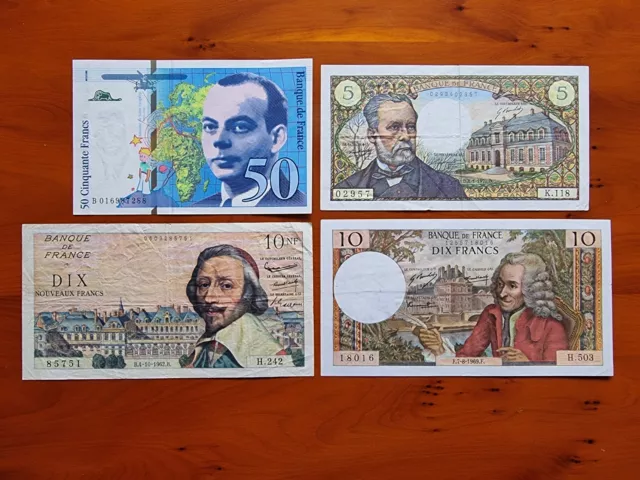 Lot of 4 old Banknotes from France