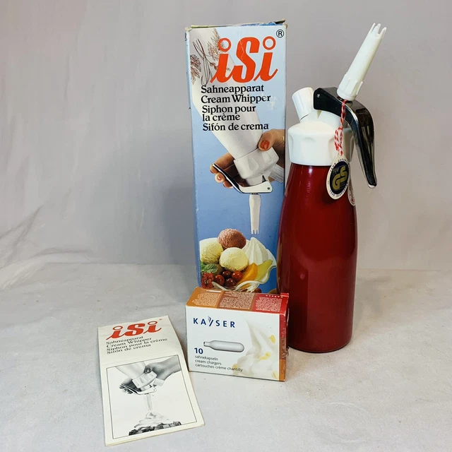 iSi Vintage Cream Whipper Red Half Litre With 10 Kayser Chargers New Old Stock