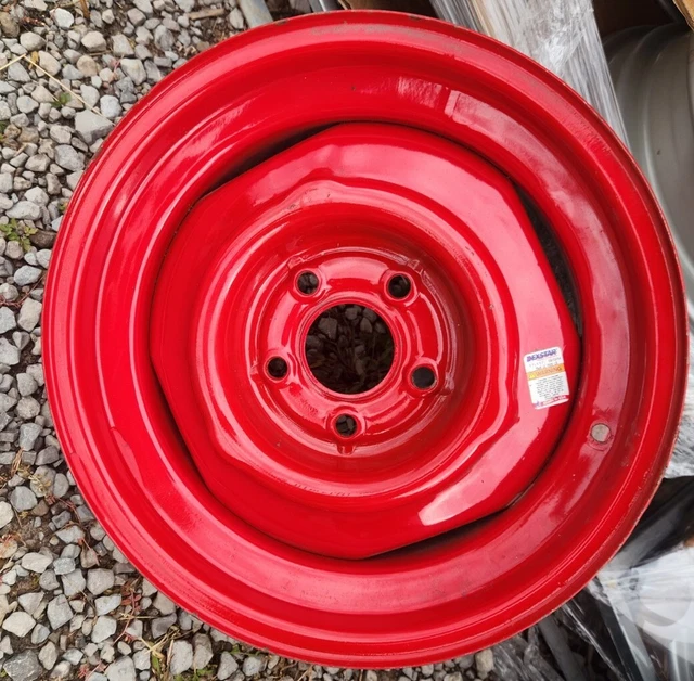 15" x 6",  5 LUG STEEL TRAILER WHEEL RED  5 ON 4.5"  -