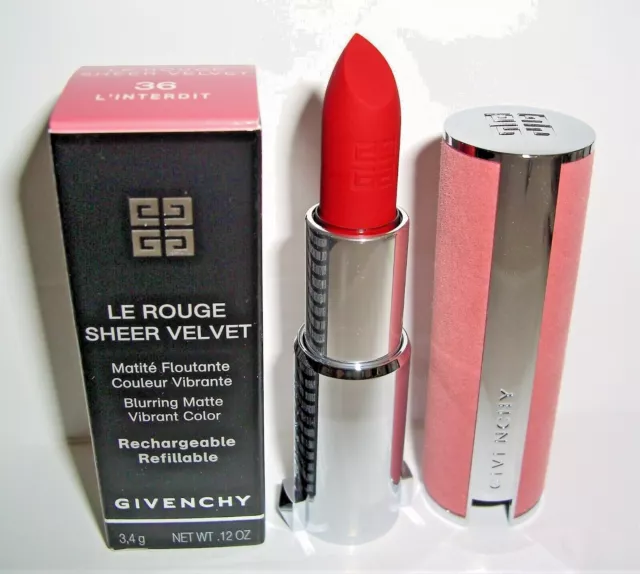 GIVENCHY Le Rouge Sheer Velvet LIPPENSTIFT 36 L'Interdit ROT Blurring Matte matt